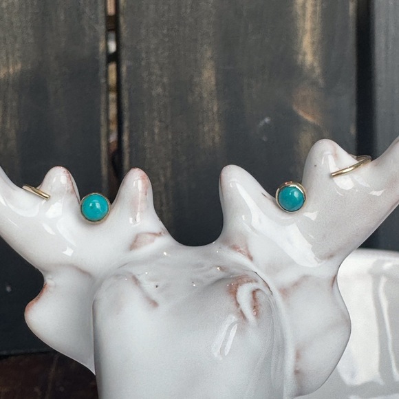 14KYG Turquoise Huggie Open Huggie Earrings - Picture 5 of 5